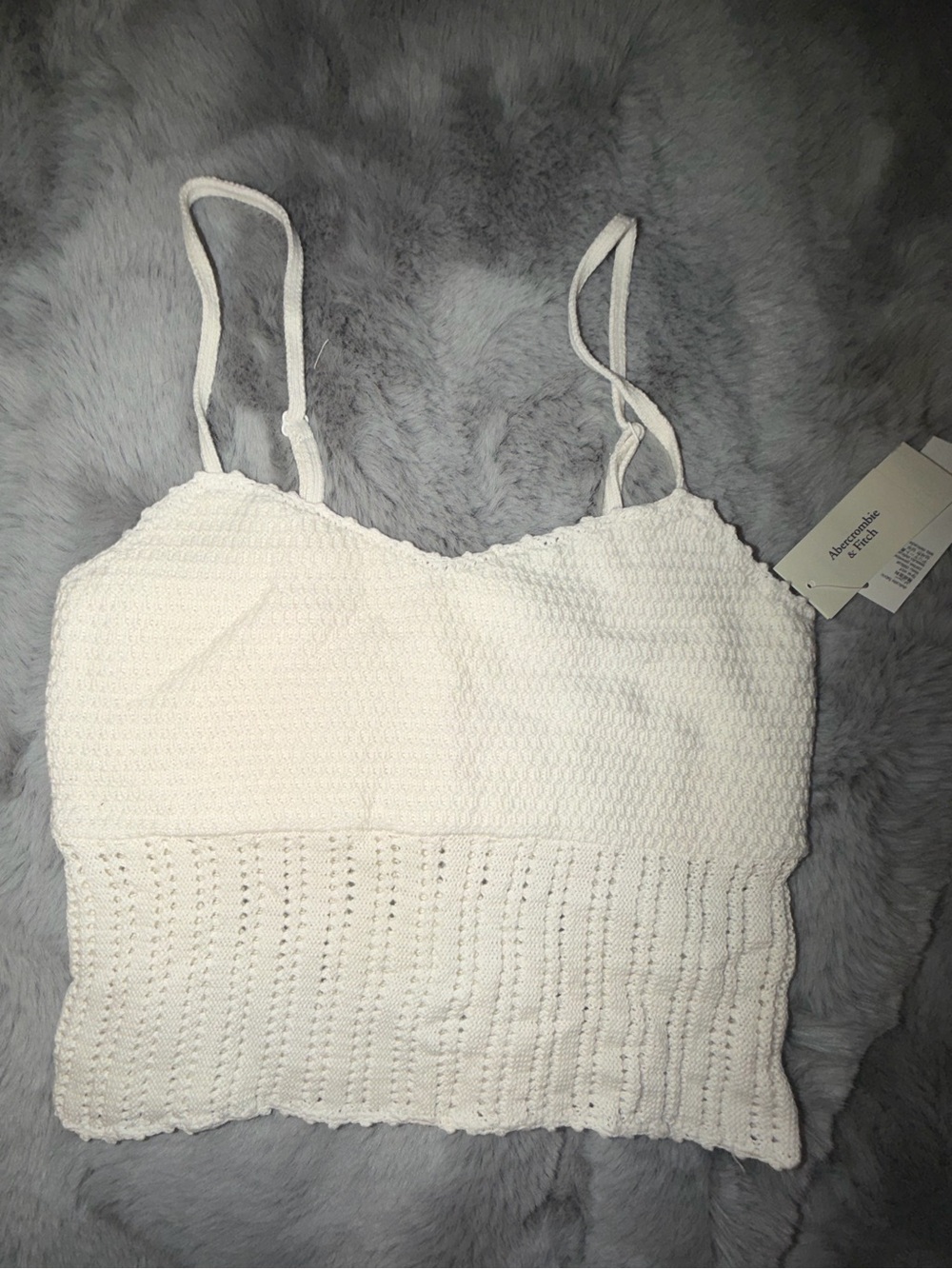 Abercrombie & Fitch White knit Cropped Camisole Sweater Top